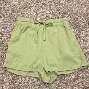 PRINCESS POLLY Lime Green Linen Shorts, Size 4